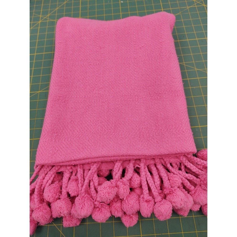 Karma Living  Hot Pink Woven Throw 63" x 50"  Braided Tassels